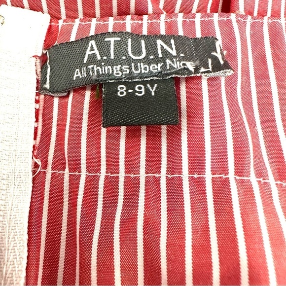 EUC A.T.U.N Red and White Striped Dress Size 8-9 Yr - Picture 2 of 3